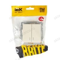 BRITE Выключатель 2-клавишный с индикацией 10А ВС10-2-1-БрКр бежевый IEK