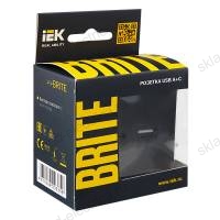 BRITE Розетка USB A+C 18Вт РЮ11-1-БрЧ черный IEK