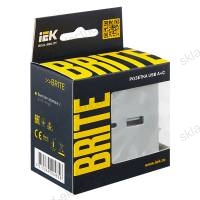 BRITE Розетка USB A+C 18Вт РЮ11-1-БрА алюминий IEK