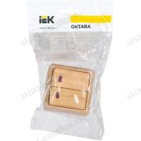 OKTAVA Выключатель 2-клавишный с индикацией для открытой установки 10А ВС20-2-1-ОС сосна IEK
