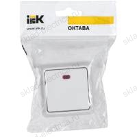 OKTAVA Выключатель 1-клавишный с индикацией для открытой установки 10А ВС20-1-1-ОБ белый IEK