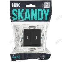 SKANDY Выключатель 2-клавишный проходной с индикацией 10А SK-V10Bl черный IEK