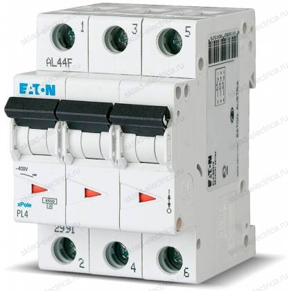 Выключатель автоматический модульный 3п C 25А 4.5кА PL4-C25/3 EATON 293162
