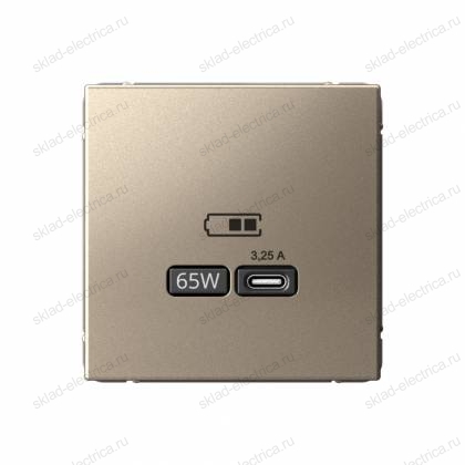 ARTGALLERY USB РОЗЕТКА тип-С 65Вт высокоскор.заряд. QC, PD, механизм, ШАМПАНЬ