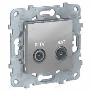  Розетка TV-R/SAT проходная, Schneider Unica New, алюминий NU545630