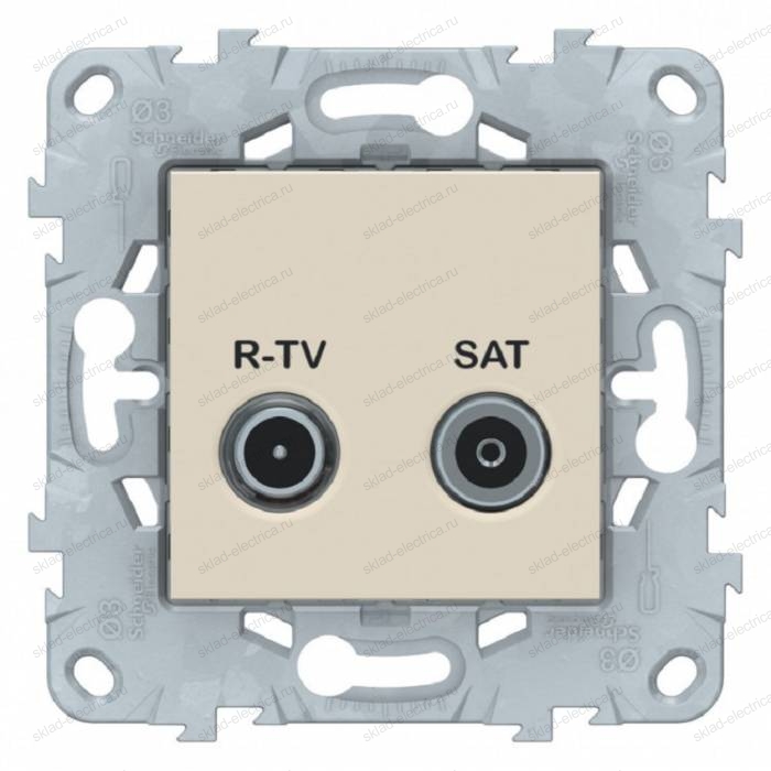 Розетка TV-R/SAT проходная, Schneider Unica New, бежевый NU545644 