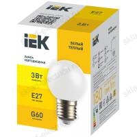 LIGHTING Лампа светодиодная декоративная G60 шар 3Вт 230В теплый белый E27 IEK