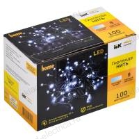 LIGHTING Гирлянда нить 10м 100 светодиодов белый свет IP20 зеленый шнур 1,5м 230В контроллер 8 сцен IEK