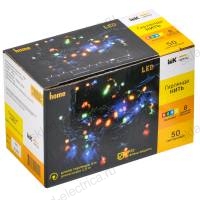 LIGHTING Гирлянда нить 5м 50 светодиодов RGB IP20 зеленый шнур 1,5м 230В контроллер 8 сцен IEK