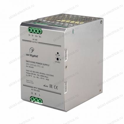 Блок питания ARV-DRP480-PFC-48 (48V, 10A, 480W) (Arlight, IP20 Металл, 5 лет)