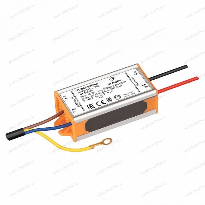 Блок питания ARPJ-SN-42300 (12W, 23-42V, 300mA) (Arlight, IP65 Металл, 3 года)