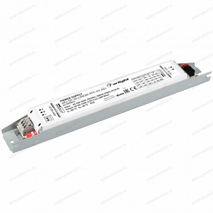 Блок питания ARJ-SP-40-LINEAR-PFC-HV-ADJ (40W, 50-160V, 0.25-0.4A) (Arlight, IP20 Металл, 5 лет)