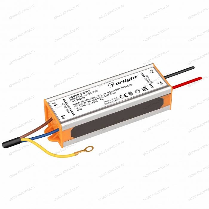 Блок питания ARPJ-SN-63600-PFC (36W, 34-63V, 600mA) (Arlight, IP65 Металл, 3 года)