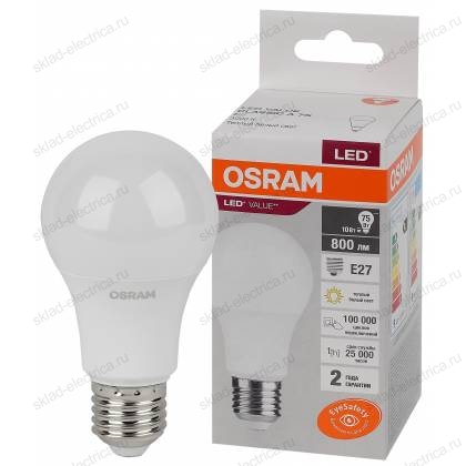 Лампа светодиодная OSRAM LED-Value 10 Вт E27 3000К 800Лм 220 В Грушевидная