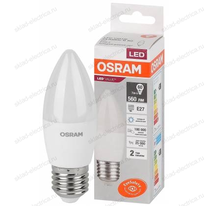 Лампа светодиодная OSRAM LED-Value 7 Вт E27 6500К 560Лм 220 В Свеча