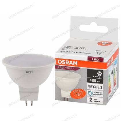 Лампа светодиодная OSRAM LED-Value 6 Вт GU5.3 6500К 480Лм 220 В